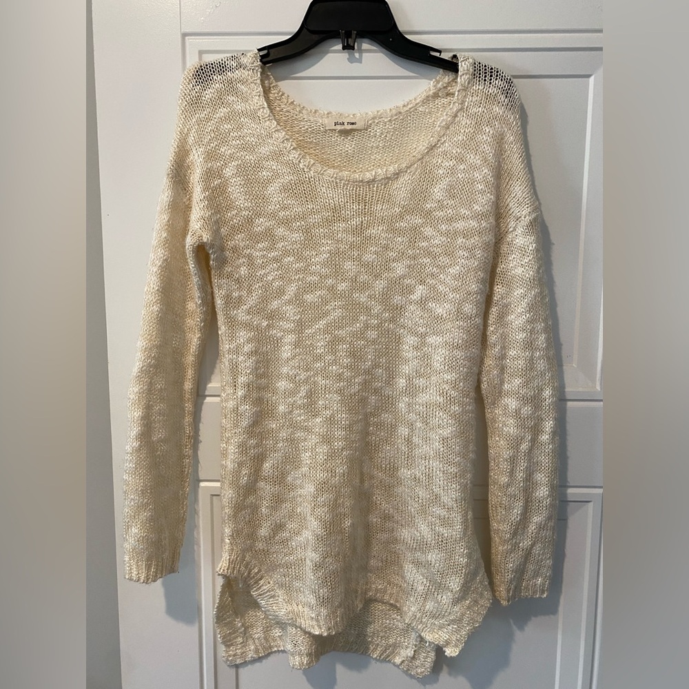 Pink Rose Cream Knit Women's Sweater medium